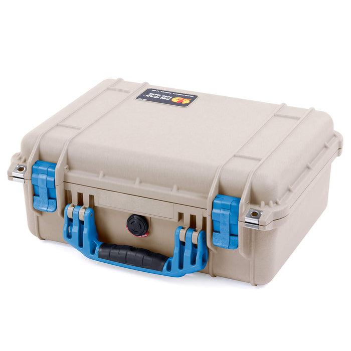 Pelican 1450 Case, Desert Tan with Blue Handle & Latches ColorCase