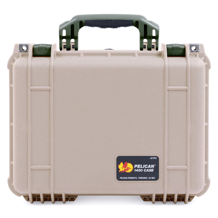 Pelican 1450 Case, Desert Tan with OD Green Handle & Latches ColorCase