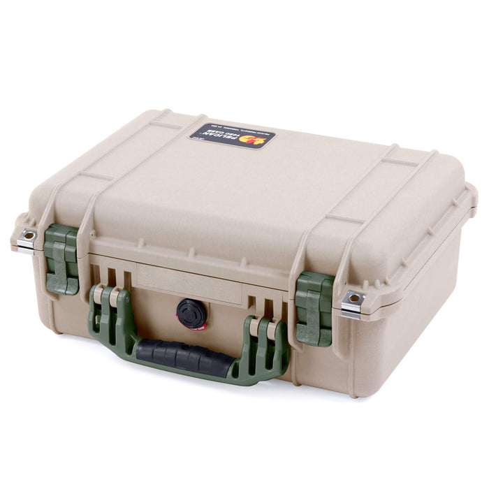 Pelican 1450 Case, Desert Tan with OD Green Handle & Latches ColorCase
