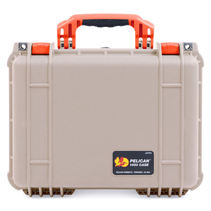 Pelican 1450 Case, Desert Tan with Orange Handle & Latches ColorCase
