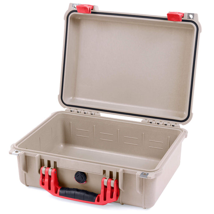 Pelican 1450 Case, Desert Tan with Red Handle & Latches None (Case Only) ColorCase 014500-0000-310-320