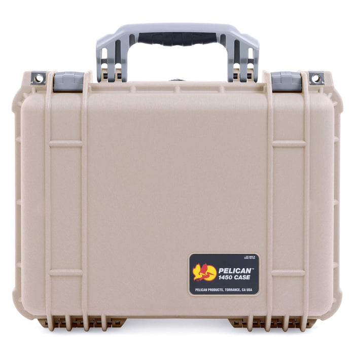 Pelican 1450 Case, Desert Tan with Silver Handle & Latches ColorCase