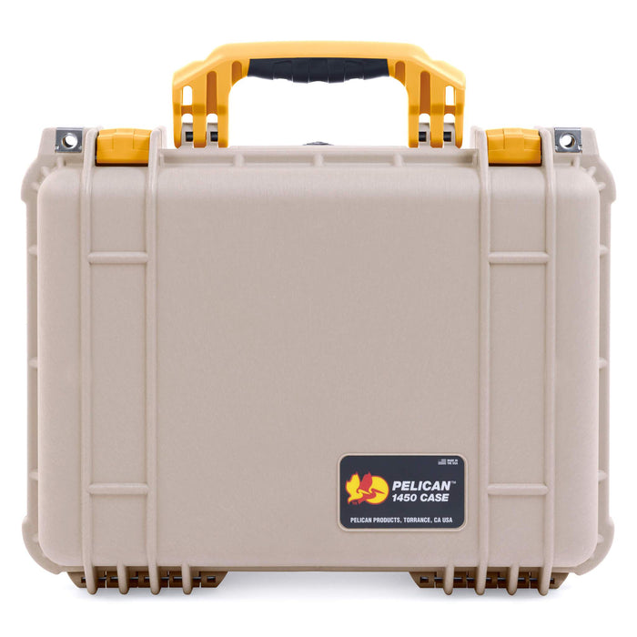 Pelican 1450 Case, Desert Tan with Yellow Handle & Latches ColorCase