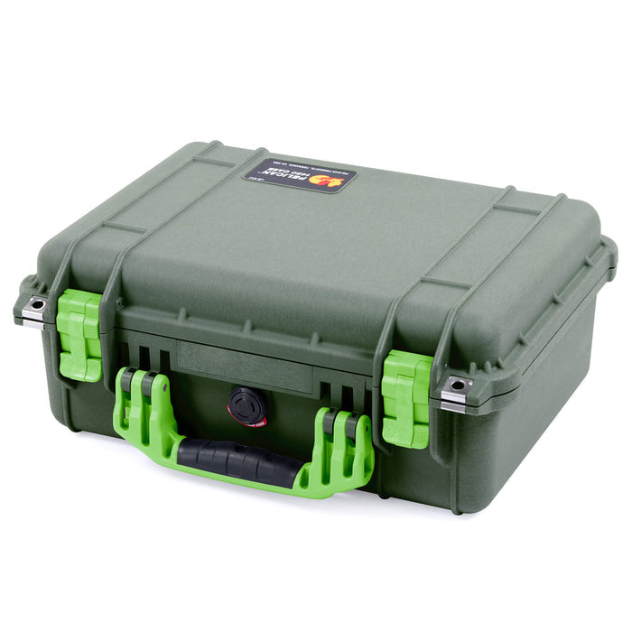 Pelican 1450 Case, OD Green with Lime Green Handle & Latches ColorCase