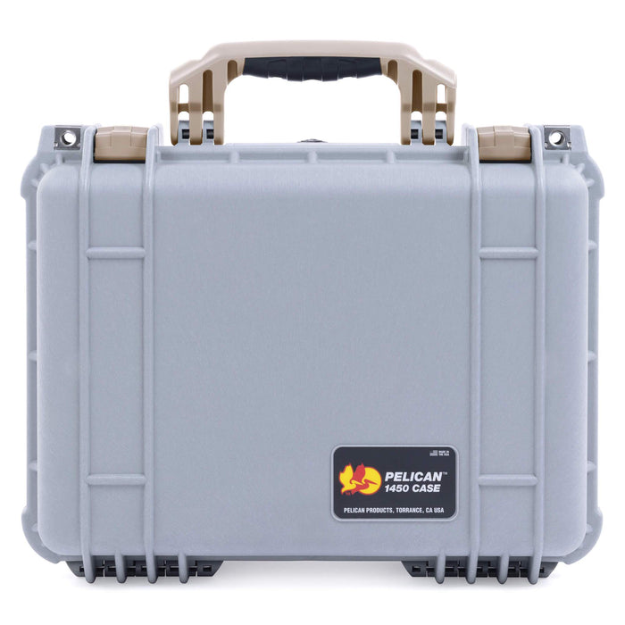 Pelican 1450 Case, Silver with Desert Tan Handle & Latches ColorCase