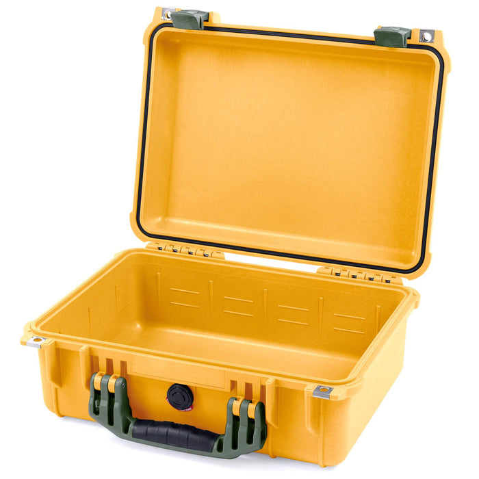 Pelican 1450 Case, Yellow with OD Green Handle & Latches None (Case Only) ColorCase 014500-0000-240-130