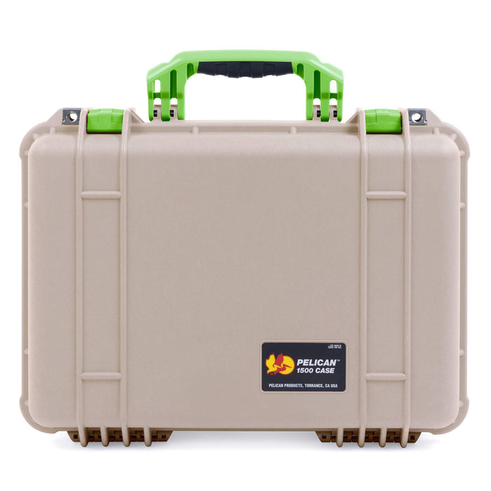 Pelican 1500 Case - Desert Tan & Lime Green
