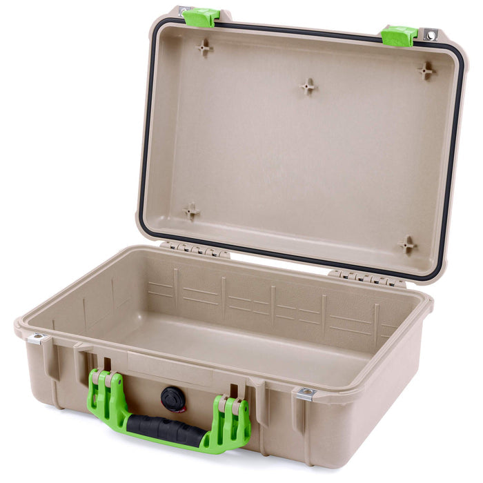 Pelican 1500 Case - Desert Tan & Lime Green