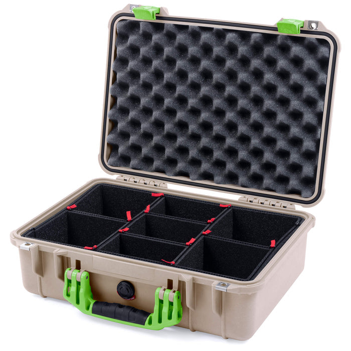 Pelican 1500 Case - Desert Tan & Lime Green