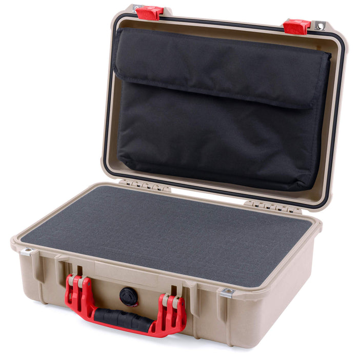 Pelican 1500 Case - Desert Tan & Red