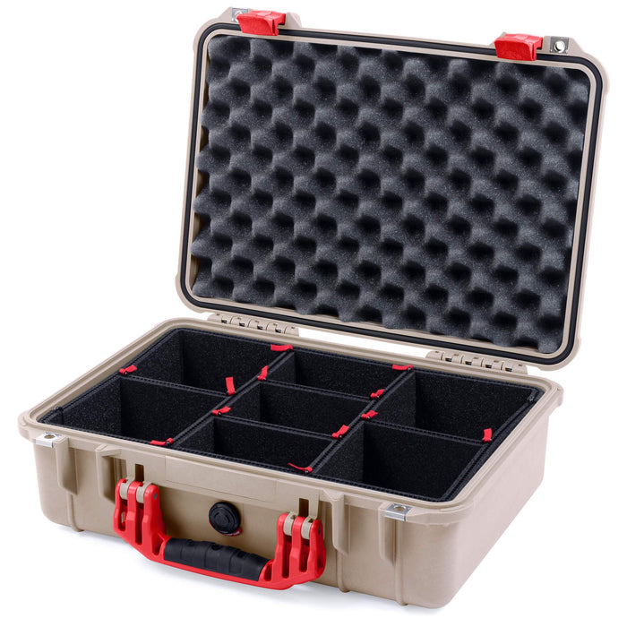 Pelican 1500 Case - Desert Tan & Red
