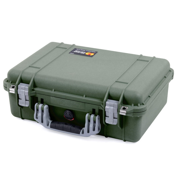Pelican 1500 Case - OD Green & Silver
