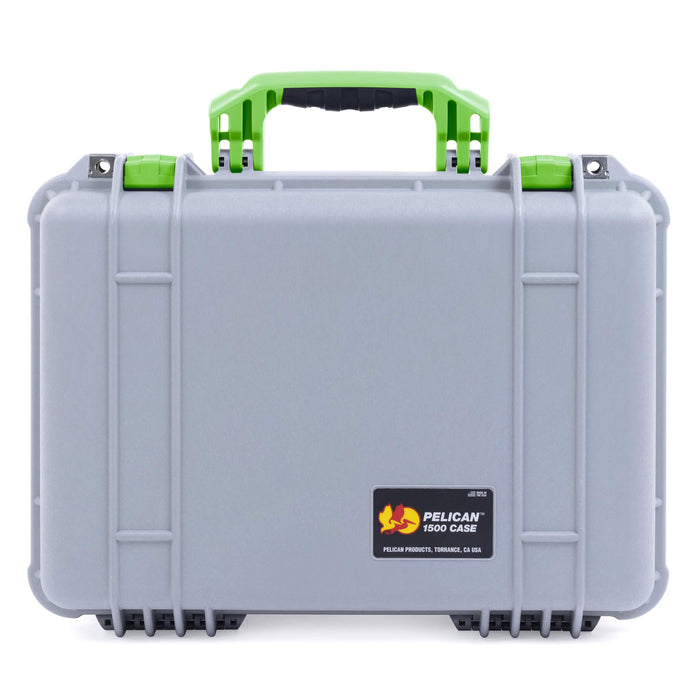 Pelican 1500 Case - Silver & Lime Green
