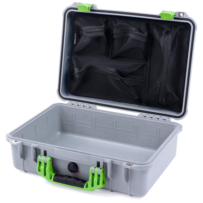 Pelican 1500 Case - Silver & Lime Green