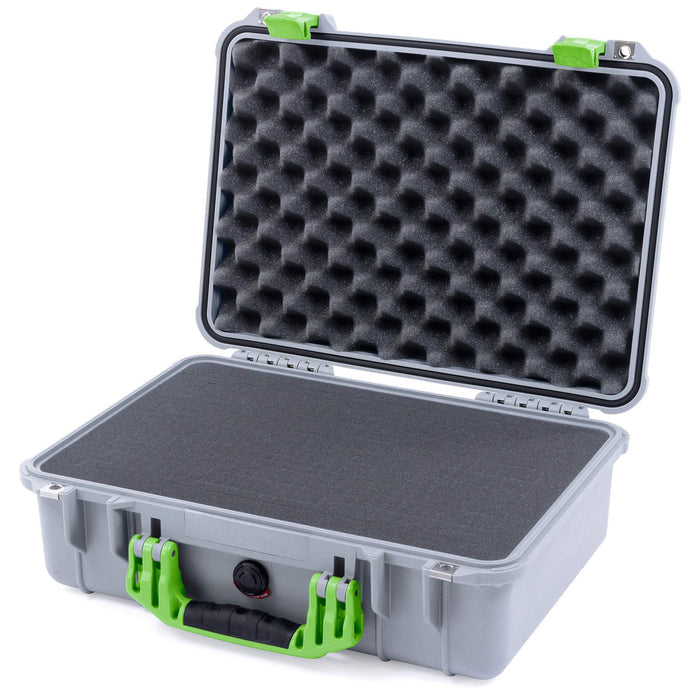 Pelican 1500 Case - Silver & Lime Green