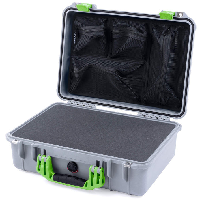 Pelican 1500 Case - Silver & Lime Green
