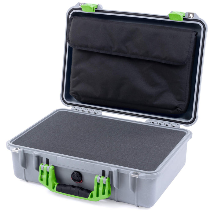 Pelican 1500 Case - Silver & Lime Green