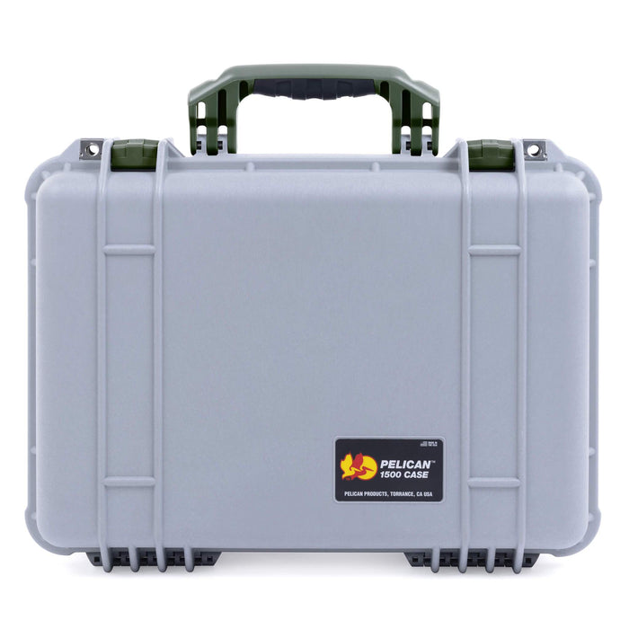Pelican 1500 Case - Silver & OD Green