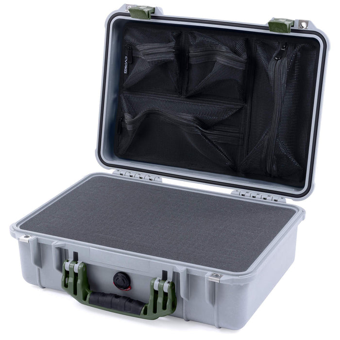 Pelican 1500 Case - Silver & OD Green