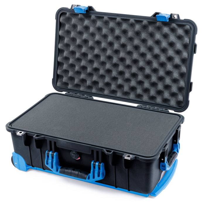 Pelican 1510 Case - Black & Blue Trolley - Pick & Pluck Foam / Convolute Lid Foam