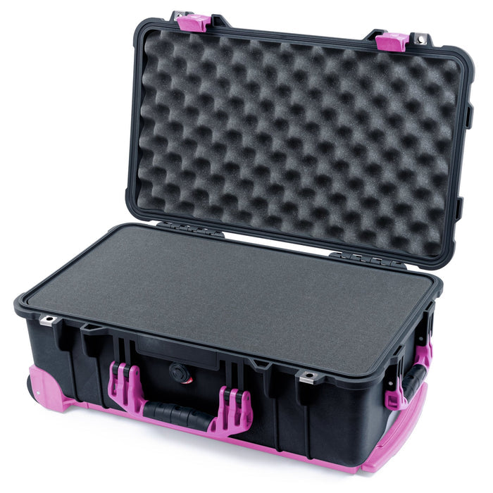 Pelican 1510 Case - Black & Magenta Trolley - Pick & Pluck Foam / Convolute Lid Foam