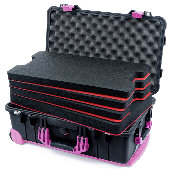 Pelican 1510 Case - Black & Magenta Trolley - DIY Tool Foam Kit / Convolute Lid Foam