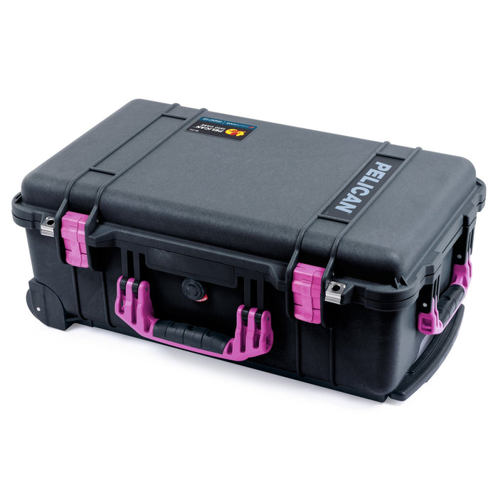 Black Pelican 1510 Case w Magenta Handles, Latches & Trolley