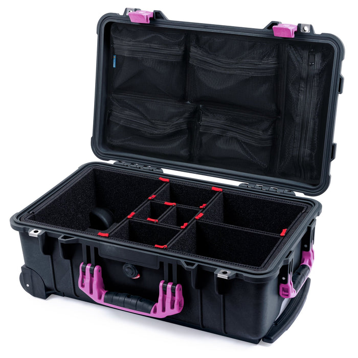 Pelican 1510 Case - Black & Magenta - TrekPak Divider System / Mesh Lid Organizer