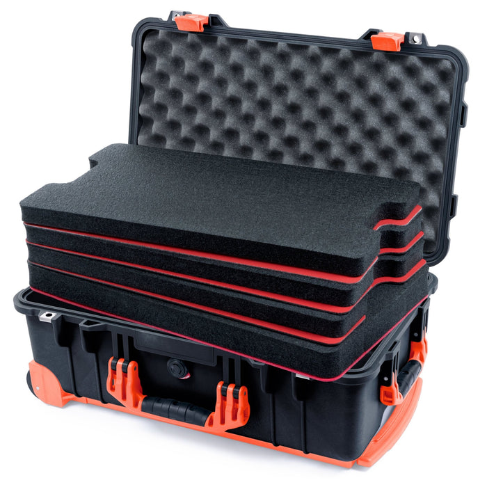Pelican 1510 Case - Black & Orange Trolley - DIY Tool Foam Kit / Convolute Lid Foam