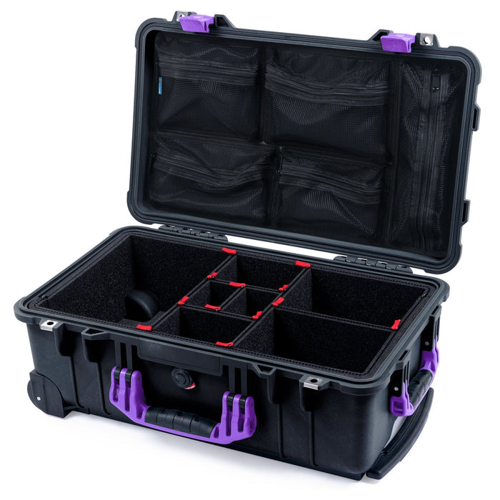 Pelican 1510 Case - Black & Purple - TrekPak Divider System / Mesh Lid Organizer