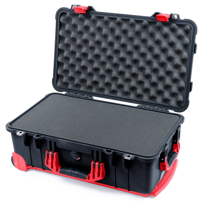 Pelican 1510 Case - Black & Red Trolley - Pick & Pluck Foam / Convolute Lid Foam