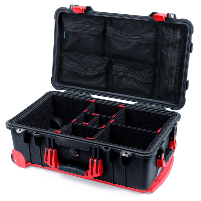 Pelican 1510 Case - Black & Red Trolley - TrekPak Divider System / Mesh Lid Organizer