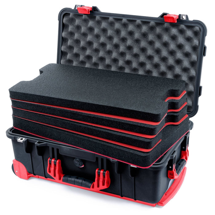 Pelican 1510 Case - Black & Red Trolley - DIY Tool Foam Kit / Convolute Lid Foam