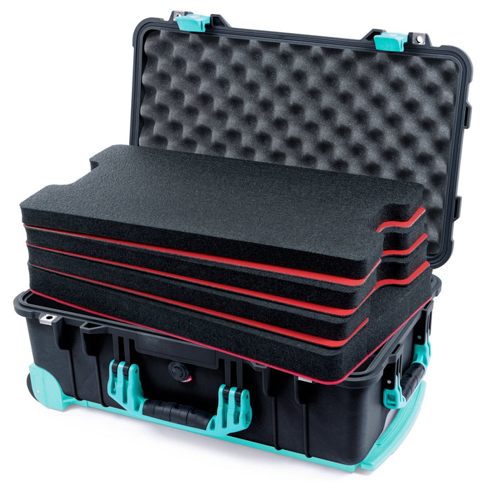Pelican 1510 Case - Black & Teal Trolley - DIY Tool Foam Kit / Convolute Lid Foam