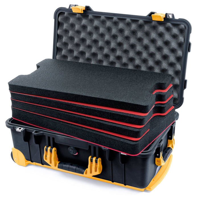 Pelican 1510 Case - Black & Yellow Trolley - DIY Tool Foam Kit / Convolute Lid Foam