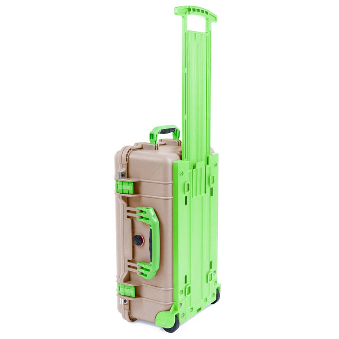 Pelican 1510 Case - Desert Tan & Lime Green Trolley - Empty (Case Only)