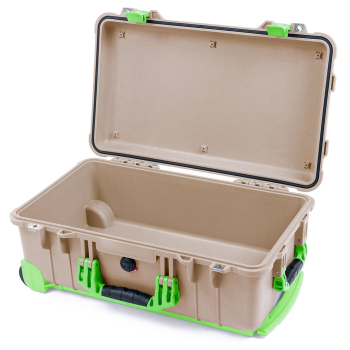 Pelican 1510 Case - Desert Tan & Lime Green Trolley - Empty (Case Only)