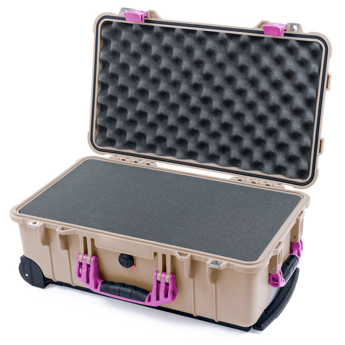 Pelican 1510 Case - Desert Tan & Magenta - Pick & Pluck Foam / Convolute Lid Foam