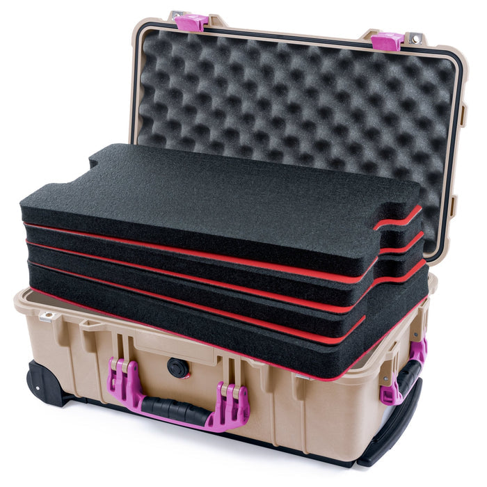 Pelican 1510 Case - Desert Tan & Magenta - DIY Tool Foam Kit / Convolute Lid Foam