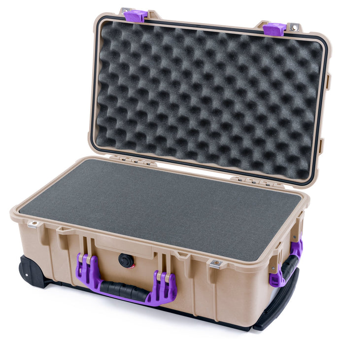 Pelican 1510 Case - Desert Tan & Purple - Pick & Pluck Foam / Convolute Lid Foam