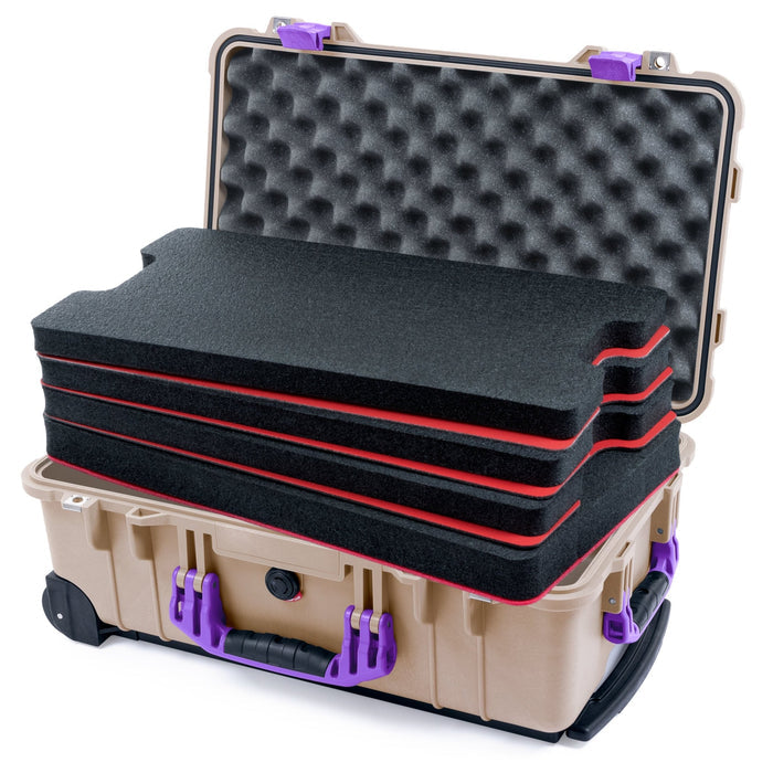 Pelican 1510 Case - Desert Tan & Purple - DIY Tool Foam Kit / Convolute Lid Foam