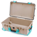 Pelican 1510 Case - Desert Tan & Teal Trolley - Empty (Case Only)