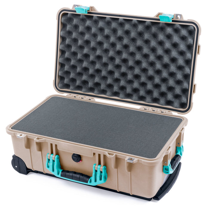 Pelican 1510 Case - Desert Tan & Teal - Pick & Pluck Foam / Convolute Lid Foam