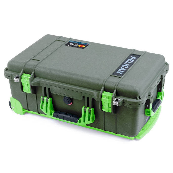Pelican 1510 Case - OD Green & Lime Green Trolley - Empty (Case Only)