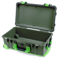 Pelican 1510 Case - OD Green & Lime Green Trolley - Empty (Case Only)