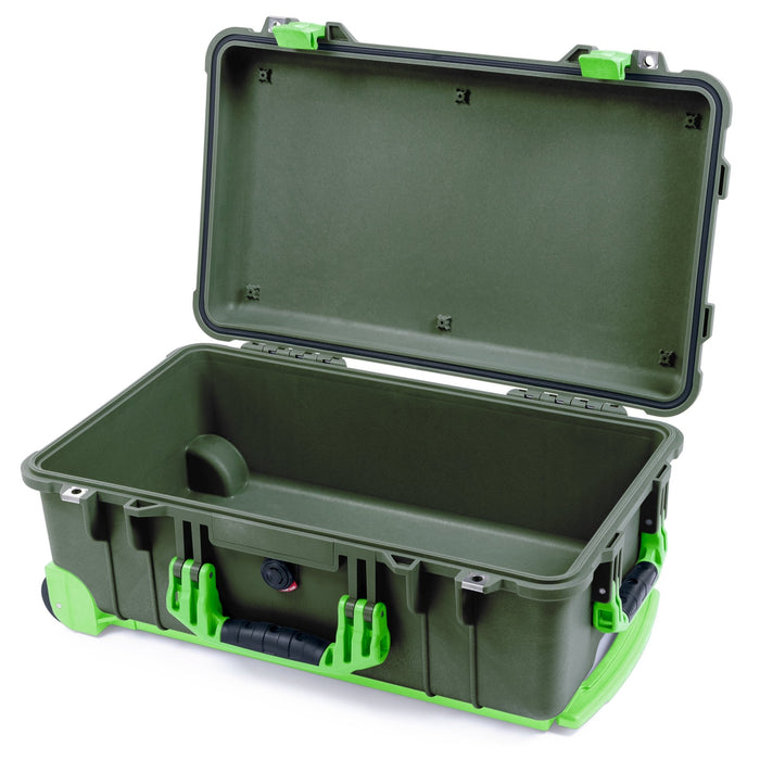 Pelican 1510 Case - OD Green & Lime Green Trolley - Empty (Case Only)