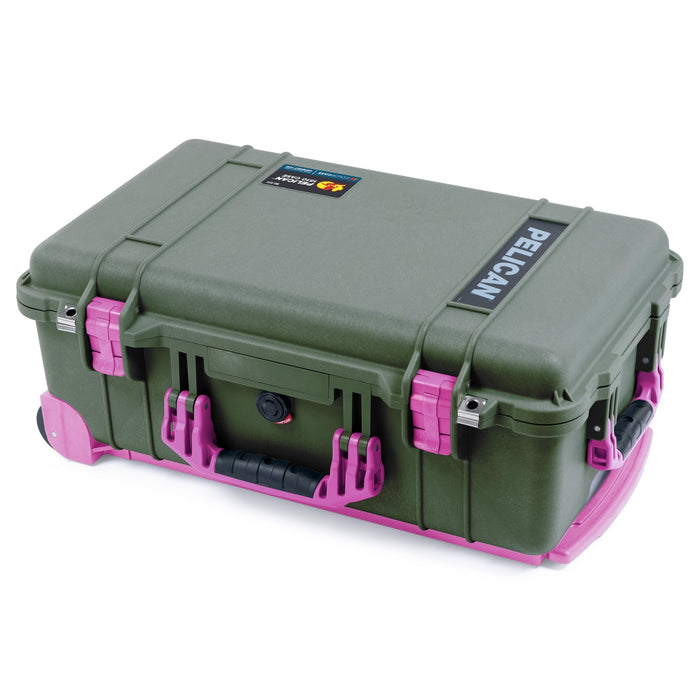 Pelican 1510 Case - OD Green & Magenta Trolley - Empty (Case Only)