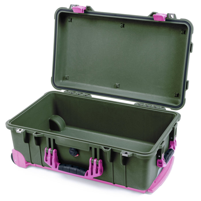 Pelican 1510 Case - OD Green & Magenta Trolley - Empty (Case Only)