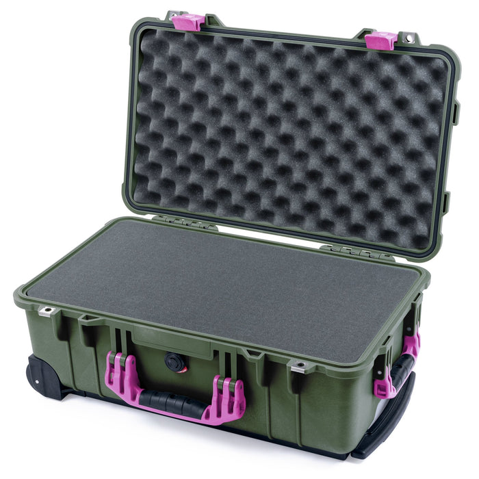 Pelican 1510 Case - OD Green & Magenta - Pick & Pluck Foam / Convolute Lid Foam
