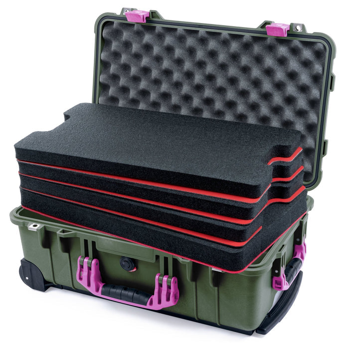 Pelican 1510 Case - OD Green & Magenta - DIY Tool Foam Kit / Convolute Lid Foam
